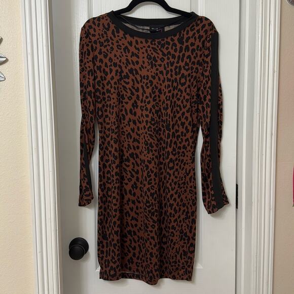 Redsky animal print cheetah leopard print long sleeve dress size L - Picture 1 of 4